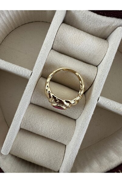 ringbox Gold Fuchsia Color Zircon Stone Lunarial Ring