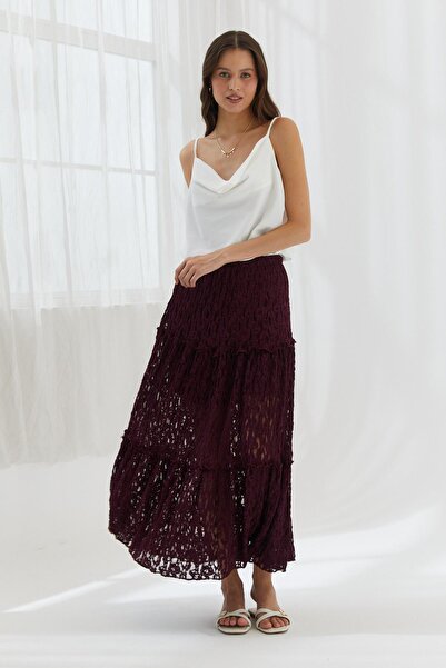 Shopping Shop Flowing lace skirt burgundy