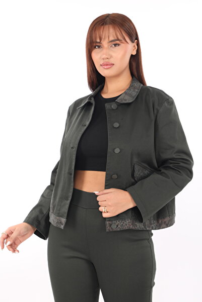 EXİTLİNE Women's Special Print Patterned Khaki Color Suit