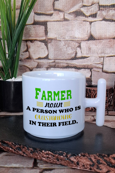 giftkonsept Farmer Noun Outstanding Person Printed Farmer Gift t Handle Latte Cup Mug