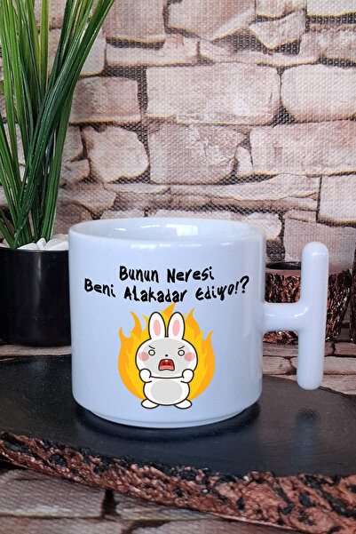 giftkonsept Ne Alaka Printed Fun Gift T-Handle Latte Cup Mug