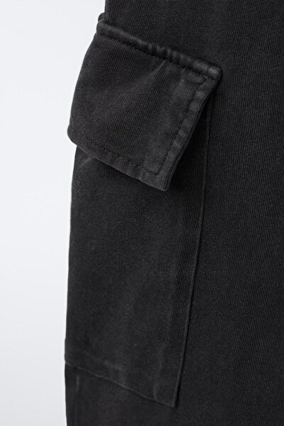 Zeyder Kids Yıkanmış Efektli Geniş Paça Kargo Pantolon