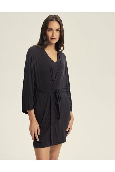 ESOTIQ Halat de casă pentru femei, cu nervuri, ușor, din viscoză și elastan |...