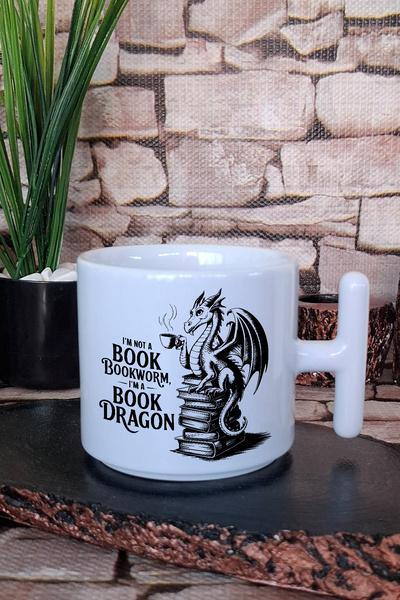 giftkonsept I Am Not a Bookworm I Am a Book Dragon Written Book Lover Gift t Handle Latte Cup Mug