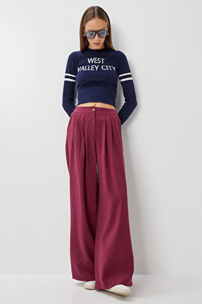 Lovelyİstanbul Cepli Kışlık Modal Palazzo Pantolon LFH0013 VİŞNE