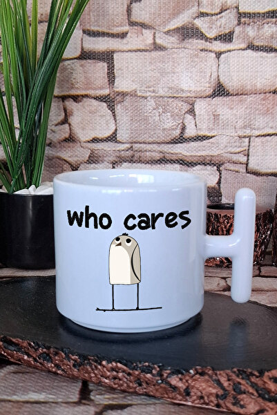 giftkonsept Who Cares Umursamaz Kuş Printed t Latte Cup with Handle Mug Cup