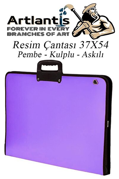 Artlantis Lila Resim Çantası Fermuarlı Kulplu 37x54 cm 1 Adet Teknik Resim Do...