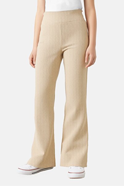 Koton Kids Girl Metallic Wide Leg Pants, Beige