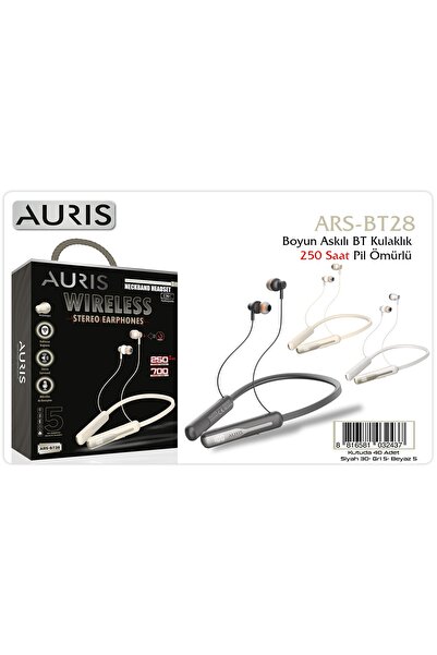 Auris BT28 250 Saat LCD Boyun Askılı Pil Göstergeli Mikrofonlu Boyun Bantlı Bluetooth Kulaklık