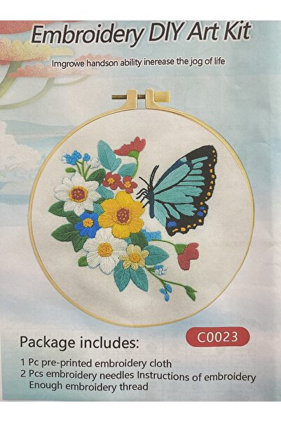 EleganTShoP Elegant Kanaviçe Baskılı Etamin Kiti (iplik, iğne, kumaş) 15*15 c...