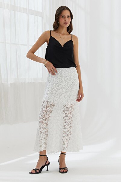 Shopping Shop А-силуетна спідниця з мереживом ЕКРУ