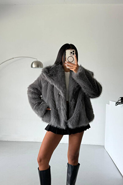 Neşeli Butik γυναικείο εσωτερικό με επένδυση εισαγόμενο γούνινο παλτό NBG111