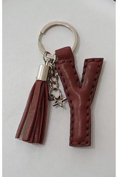 Durush Collection سلسلة مفاتيح من الجلد الطبيعي باللون الأحمر الداكن على شكل ...