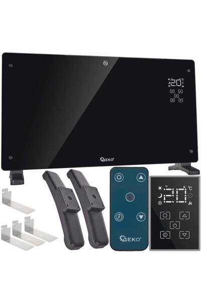GEKO Convector electric negru cu afișaj LCD, telecomandă și Wi-Fi, 2500 W, G80447