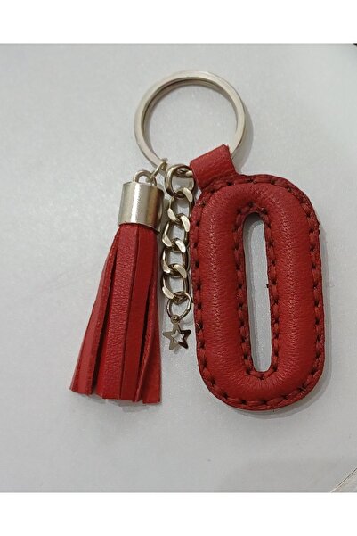 Durush Collection سلسلة مفاتيح من الجلد الطبيعي بحرف "أو" (صنع يدوي)