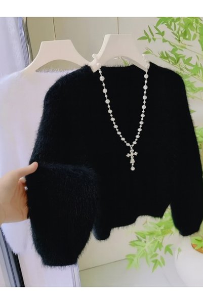 Elysira Peluş Tüylü Kabarık Kadın Renkli Kazak