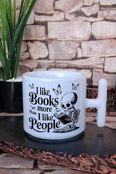 giftkonsept I Like Books More Than I Like People Written Book Lover Gift t Handle Latte Cup Mug