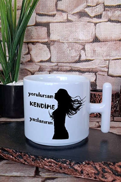 giftkonsept If I'M Tired, I Lean on Myself - Strong Woman Printed Gift t Handle Latte Cup Mug