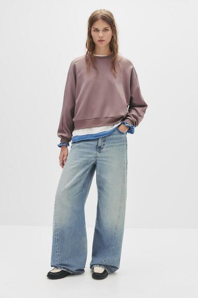 Pull & Bear Plain round neck sweatshirt