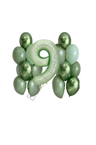 BEST PARTİ DOĞUM GÜNÜ PARTİ SÜSLERİ مجموعة الأرقام والبالونات باللون الأخضر ا...