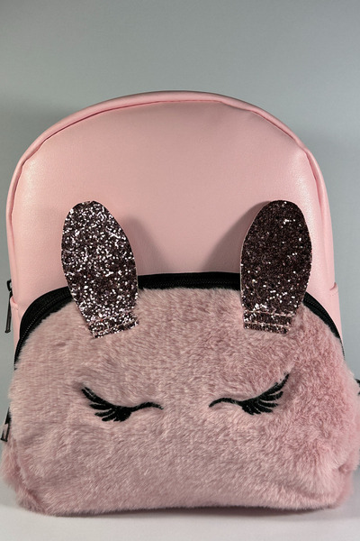 MEYL ÇANTA Girl's Pink Plush Ear Backpack - Kindergarten and Primary School Bag Cute Mini School Bag