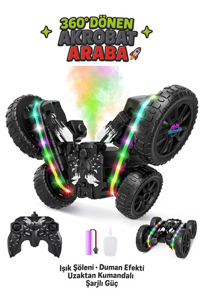 hediyecik Rc 4WD Stunt 360 Derece Dönen Şarjlı Uzaktan Kumandalı Akrobatik Ar...