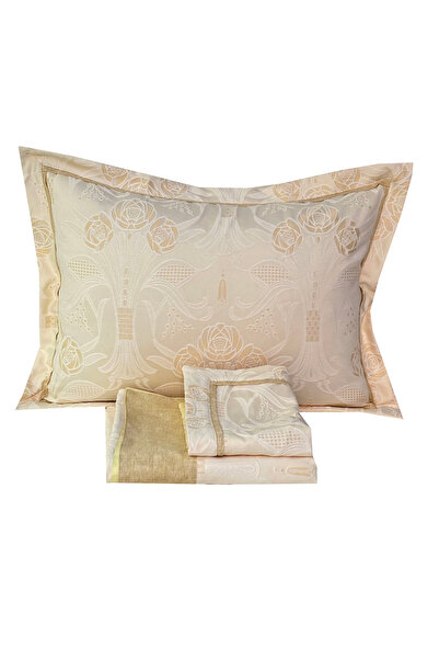 YASTIKMİNDER BY MELEK GÜVEN KOTON DOKUMA KUMAŞ KREM BEJ 1 AD. 68X155 cm YATAK RUNNERİ 2-AD.50X70 YASTIK KILIFI 3 PARÇA SET