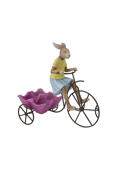 KidMania Decoratiune Paste suport oua cu iepuras pe bicicleta, 24 cm, multicolor