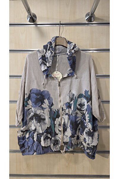 Park Moda Italian Cotton Hooded Jacket Floral Pattern