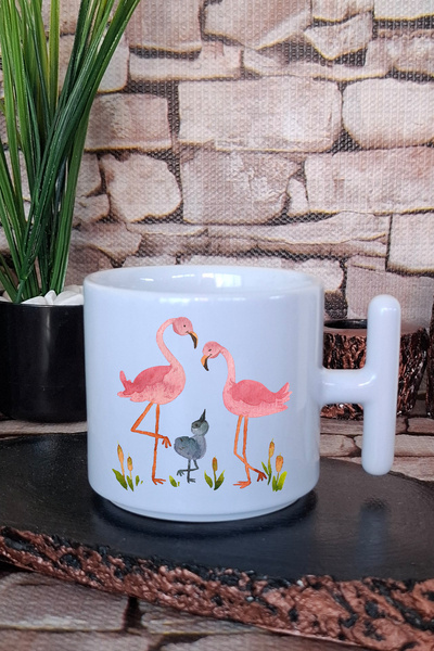 giftkonsept Flamingo Garden Printed T-Handle Latte Cup Mug