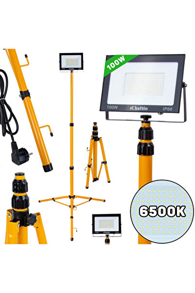 Keltin Proiector LED 100 W cu trepied telescopic pentru construcții, alb rece...