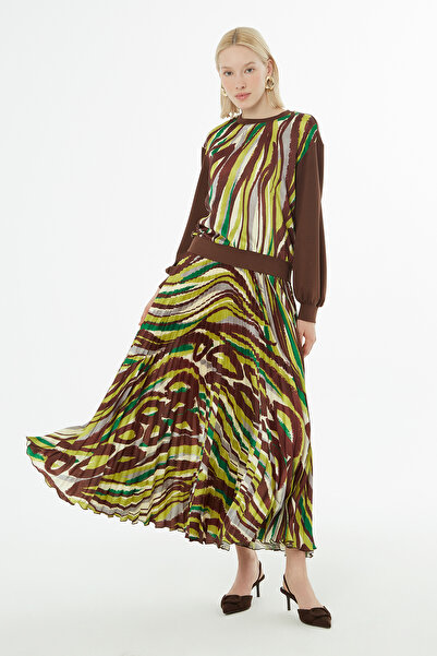 kı.we Bisiklet Yakalı Bluz Ve Piliseli Etekli Takım