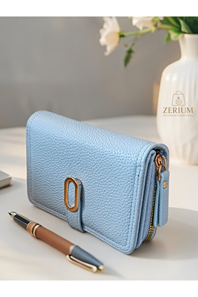 ZERİUM Stylishly Designed Snap Closure Zippered Faux Leather Women's Wallet & Card Holder