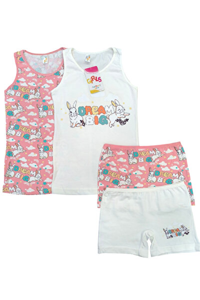 elmas kids Girl's Cotton 2-Piece Undershirt and 2-Piece Boxer Set