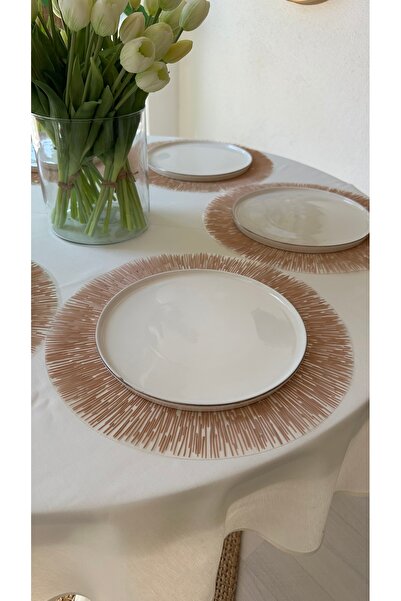 Decamor home 6 τεμάχια Εύκολο στο καθάρισμα Μπεζ Αμερικανικό Σερβίτσιο