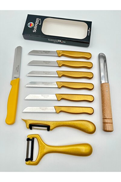 Solingen Orijinal Klever Simli 10'lu Meyve Bıçağı Soyacak ve Oyacak Seti Gold