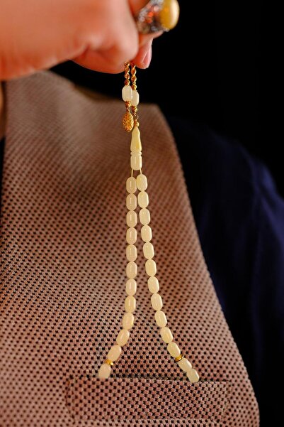 dergah tesbih 14 Ayar Altın Tasarım İnce Bürokrat Tasarım Damla Kehribar Tesbih (Amber), (مسبحة قطرة كهريبار)