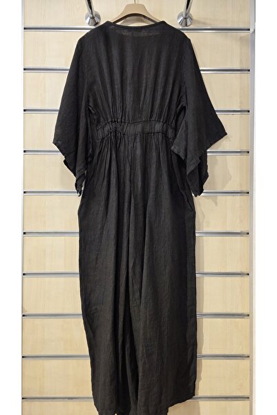 Park Moda Italian Linen Jumpsuit with Back Detail and Plain Pattern