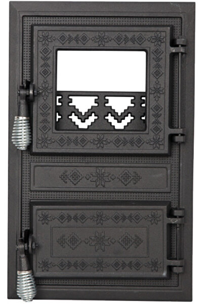 Evotools Ușă de sobă monobloc cu sticlă cu motiv românesc - Înălțimea ușii 47...