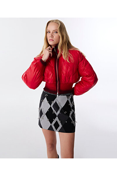 Twist Fabric Mix Quilted Coat