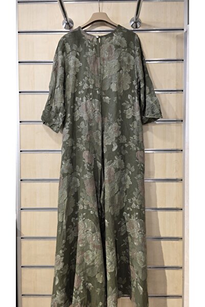 Park Moda Italian Linen Jumpsuit with Rose Pattern and Back Detail