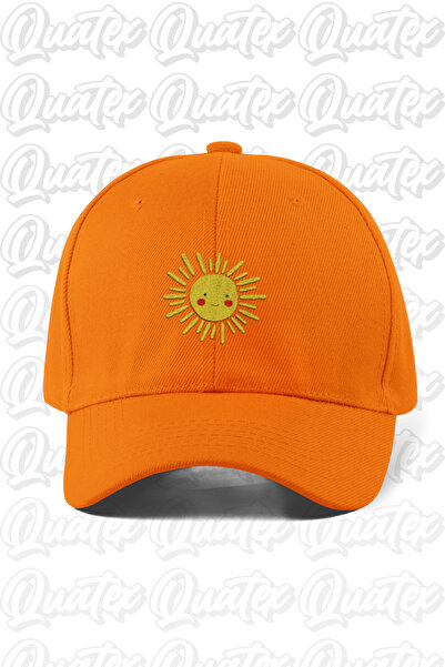 QUATEX Sun Embroidered Hat – Orange 100% Cotton Gabardine Unisex Model