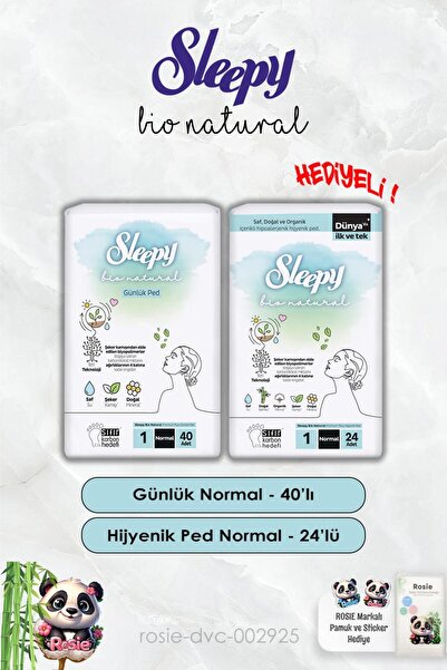 Sleepy Günlük Ped Normal 40'lı ve Hijyenik Ped Normal 24'lü Bio Natural ve Rosie