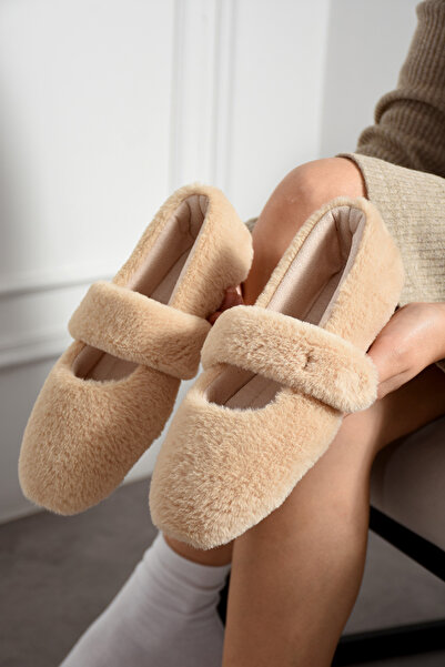 ZARICH Luna Rabbit Fur Elastic Non-Slip Sole Women's Ballet Slippers Home Slippers