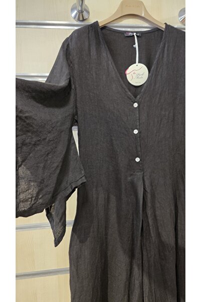 Park Moda Italian Linen Jumpsuit with Back Detail and Plain Pattern