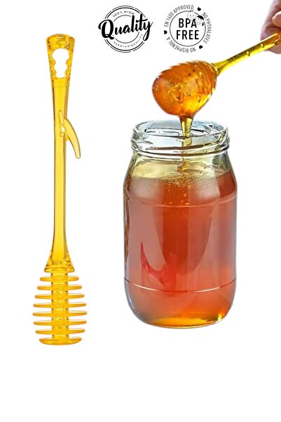 MUF HOME Crystal Plastic Honey and Jam Spoon Practical Transparent Yellow Stylish and Long Design Bpa Free - 1 Piece