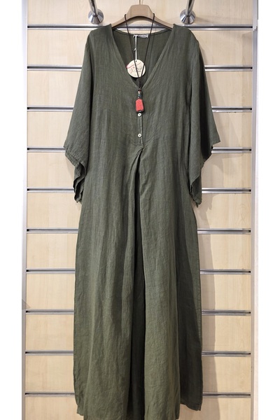 Park Moda Italian Linen Jumpsuit Plain Pattern
