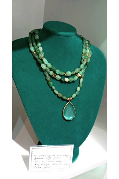 Allizzwell Aventurin Taşı - Doğal Taş Çoklu Birleşik Kolye