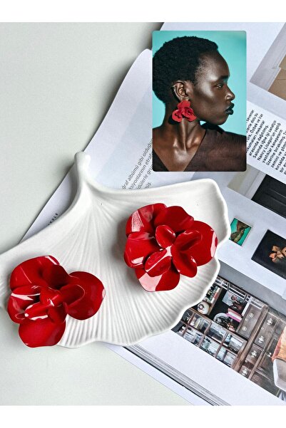 Unzilee Red Metal Brand Model Earrings