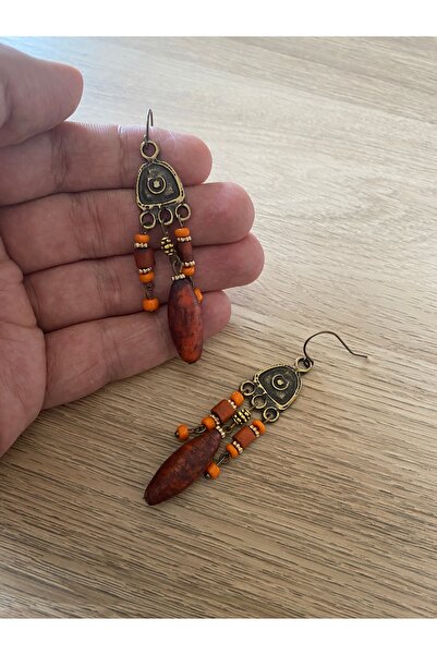 dela otantik El Yapımı Bohem Boncuklu Uzun Sallantılı Küpe – Otantik Vintage Bijuteri Takı